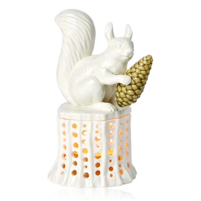 Dottir Nordic Design Squirrel On Tree Stump Candle Holder