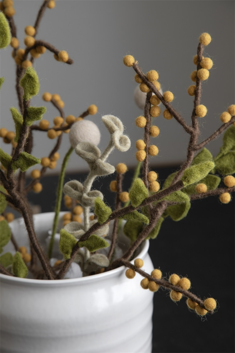 Gry & Sif Felt Branch With Dusky Yellow Berries
