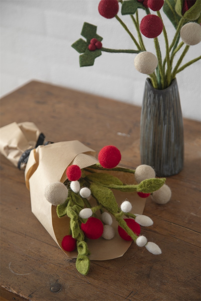 Gry & Sif Felt Holly Branch With Red Berries