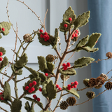Gry & Sif Holly Branch With Red Berries Large