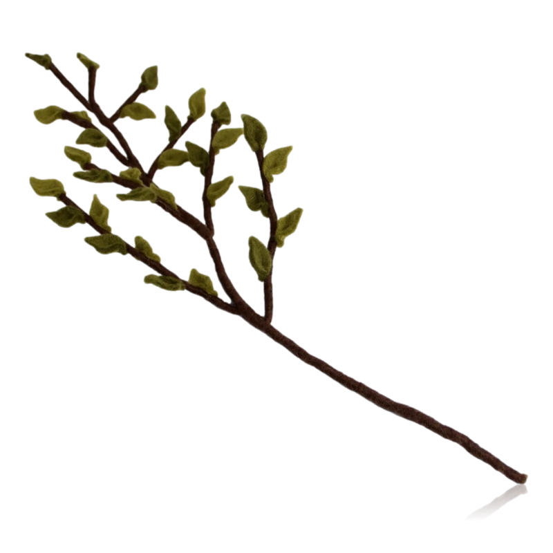 Gry & Sif Long Felt Branch With Green Leaves
