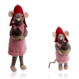 Gry & Sif Small Felt Girl Mouse Hanging Decoration With Acorn