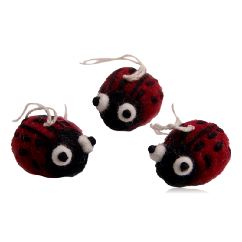 Gry  & Sif Hanging Felt Ladybirds Set of 3