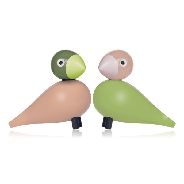 Kay Bojesen Pair of Lovebirds Light Green & Rose