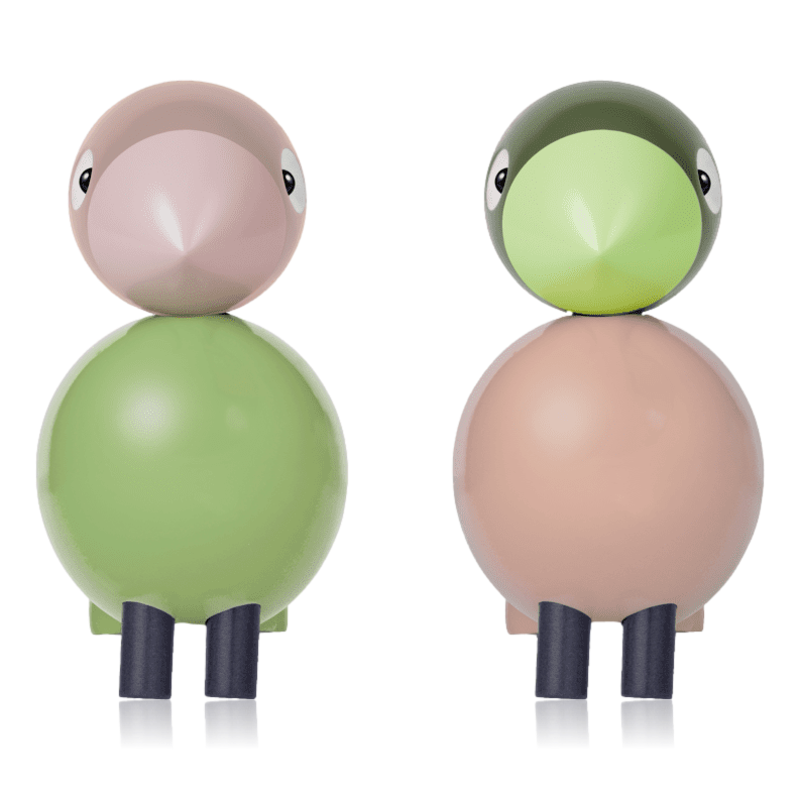 Kay Bojesen Pair of Lovebirds Light Green & Rose