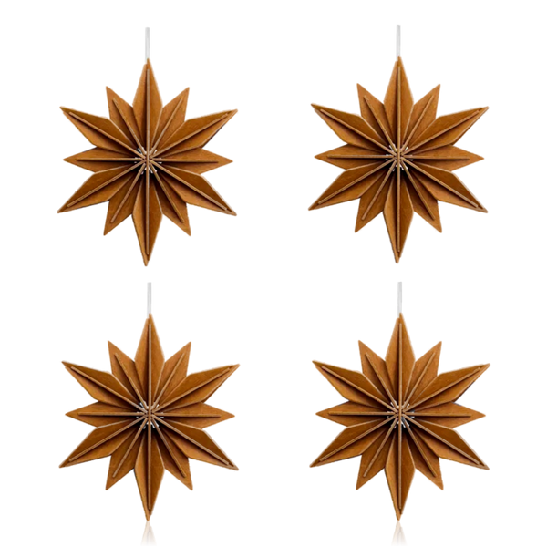 Lovi Star Decoration 10cm Set of 4 Cinnamon Brown