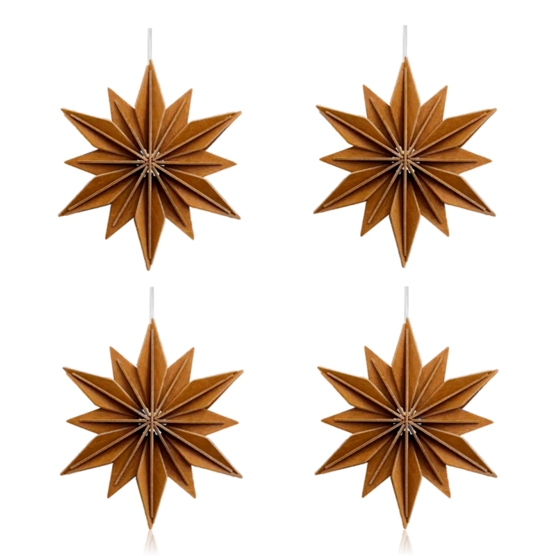 Lovi Star Decoration 10cm Set of 4 Cinnamon Brown