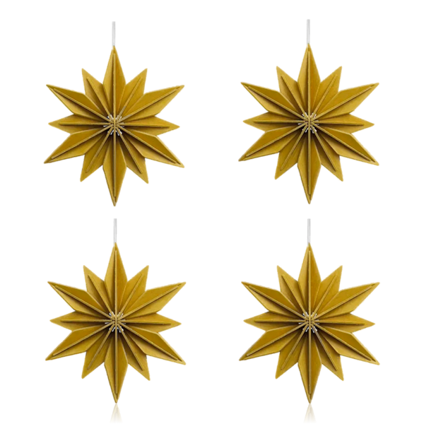 Lovi Star Decoration 10cm Set of 4 Honey Yellow