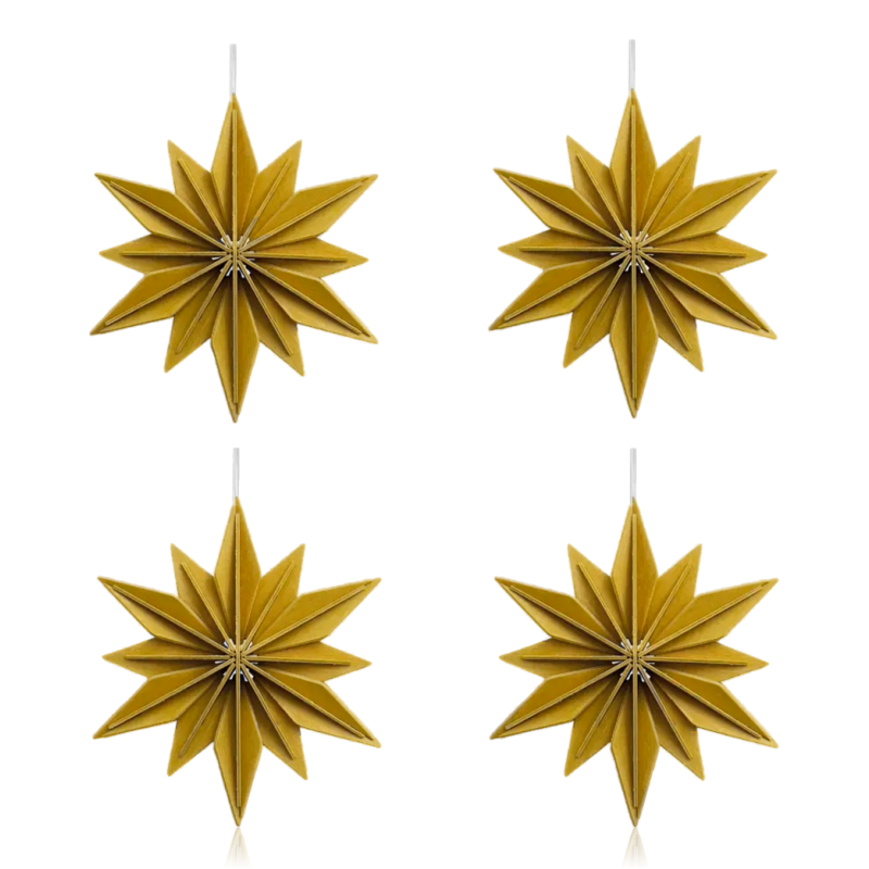 Lovi Star Decoration 10cm Set of 4 Honey Yellow