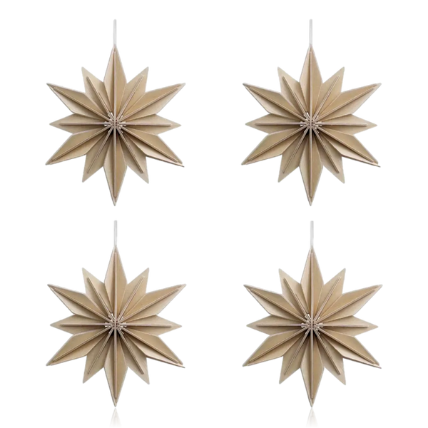 Lovi Star Decoration 10cm Set of 4 Natural Wood