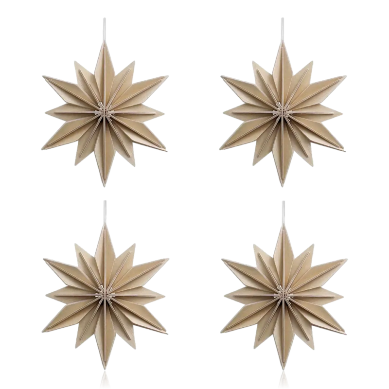 Lovi Star Decoration 10cm Set of 4 Natural Wood