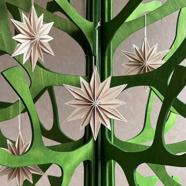 Lovi Star Decoration 10cm Set of 4 Natural Wood