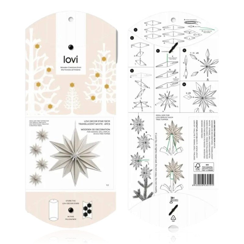 Lovi Star Decoration 10cm Set of 4 Honey Yellow