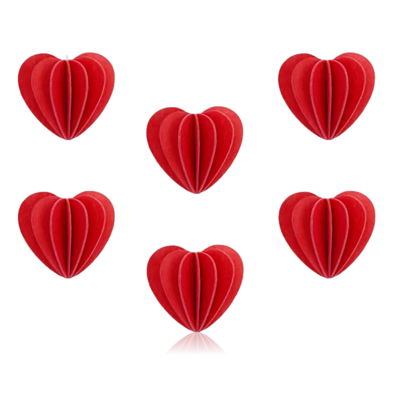 Lovi Heart Decoration 4.5cm Set of 6 Bright Red
