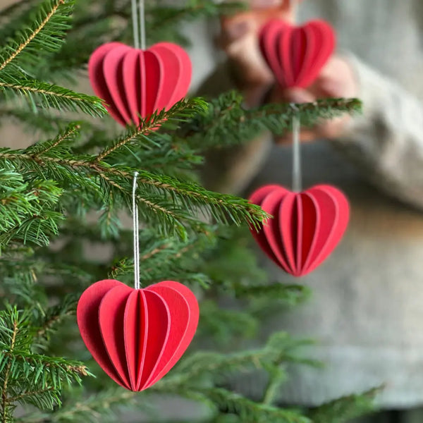 Lovi Heart Decoration 6.8cm Set of 4 Bright Red