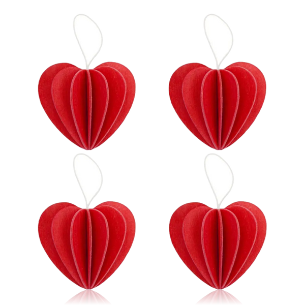 Lovi Heart Decoration 6.8cm Set of 4 Bright Red