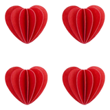 Lovi Heart Decoration 6.8cm Set of 4 Bright Red