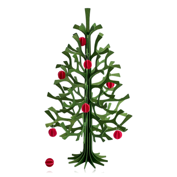 Lovi Spruce Tree 30cm Forest Green With Red Mini Baubles