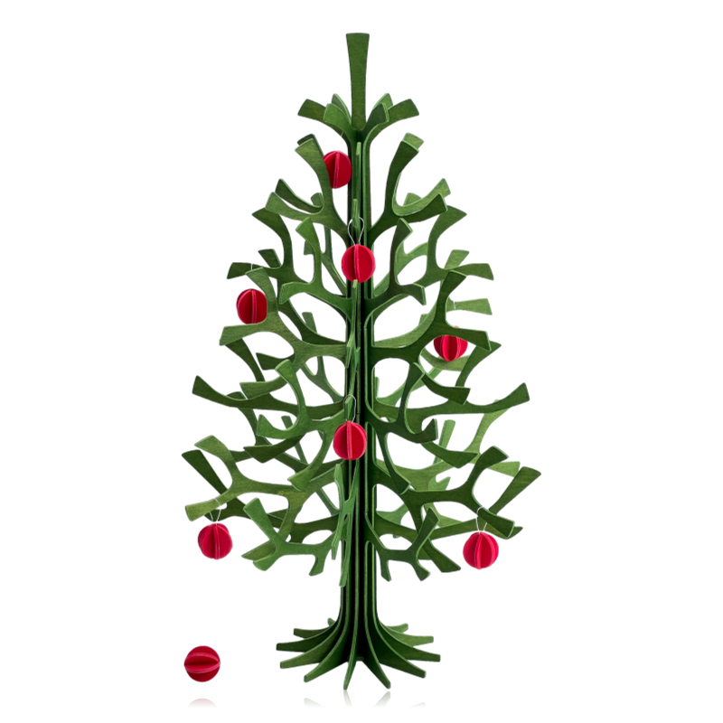 Lovi Spruce Tree 30cm Forest Green With Red Mini Baubles