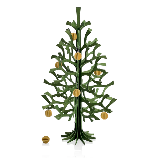 Lovi Spruce Tree 30cm Forest Green With Honey Yellow Mini Baubles