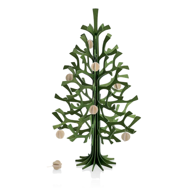 Lovi Spruce Tree 30cm Forest Green With Natural Wood Mini Baubles