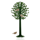 Lovi Tree 34cm Forest Green Wood With Natural Wood Birds