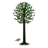 Lovi Tree 34cm Forest Green Wood With Natural Wood Birds