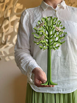 Lovi Tree 34cm Light Green Wood With Natural Wood Birds