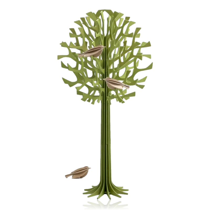 Lovi Tree 34cm Light Green Wood With Natural Wood Birds