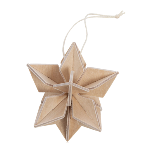 Lovi Hanging Birch Star 5cm Natural Wood