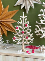 Lovi Spruce Tree 30cm Natural Wood With Red Mini Baubles