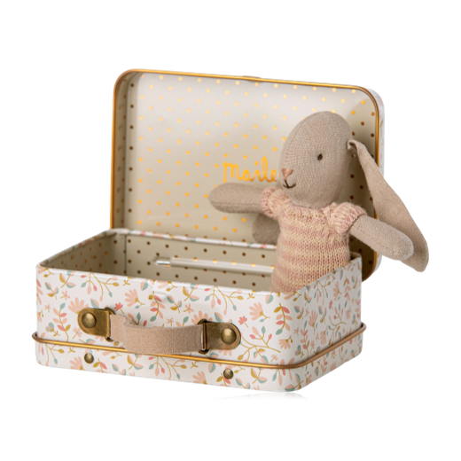 Maileg Micro Bunny In Suitcase Powder & Cream