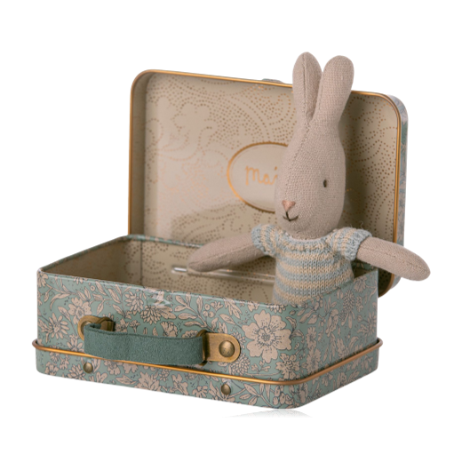 Maileg Micro Rabbit In Suitcase Light Blue