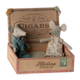 Maileg Mum & Dad Mouse In Cigar Box