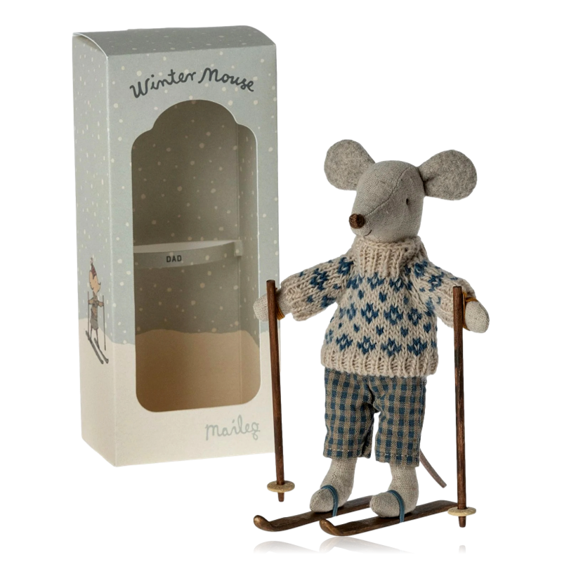 Maileg Winter Mouse Dad With Skis