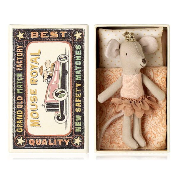Maileg Little Sister Princess Mouse In Matchbox