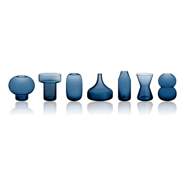 Orrefors Midsummer Mini Vases Limited Edition Midnight Blue Pack of 7