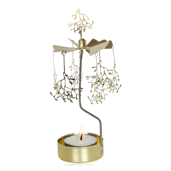 Pluto Rotary Candle Holder Mistletoe Gold