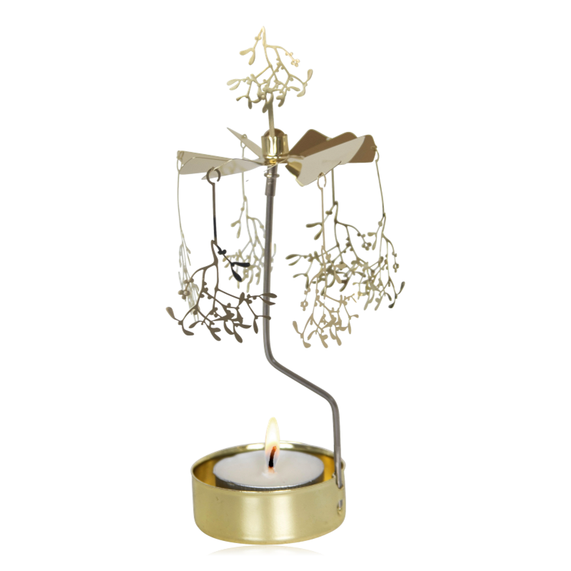 Pluto Rotary Candle Holder Mistletoe Gold