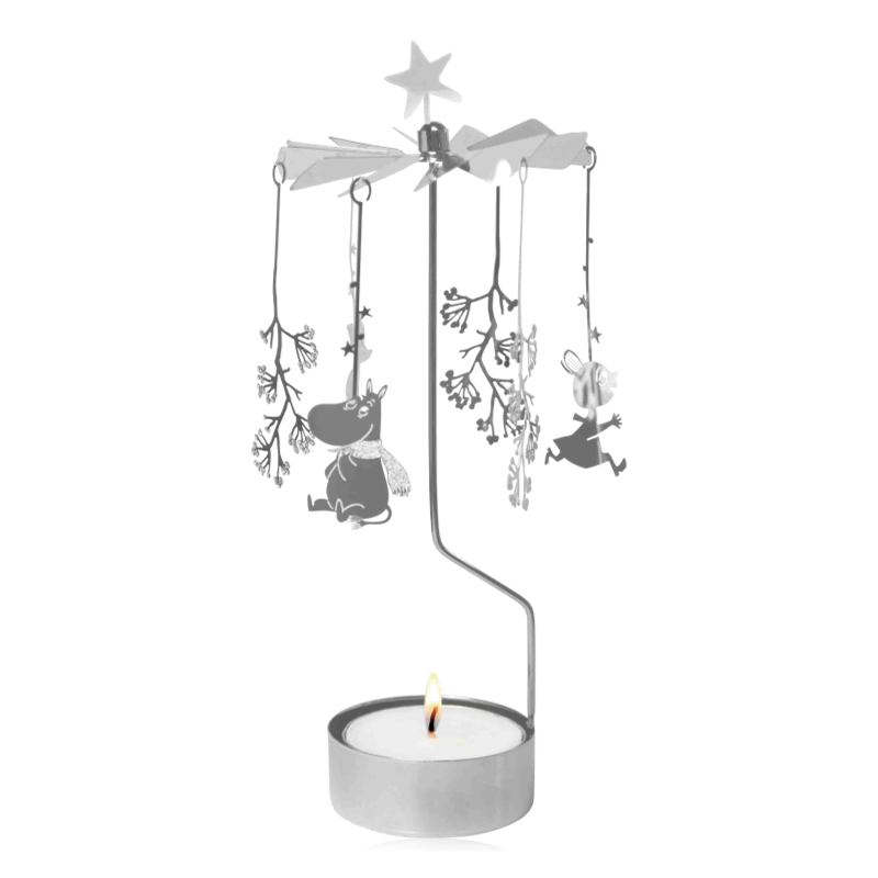 Pluto Rotary Candle Holder Moomin First Snow Large Silver