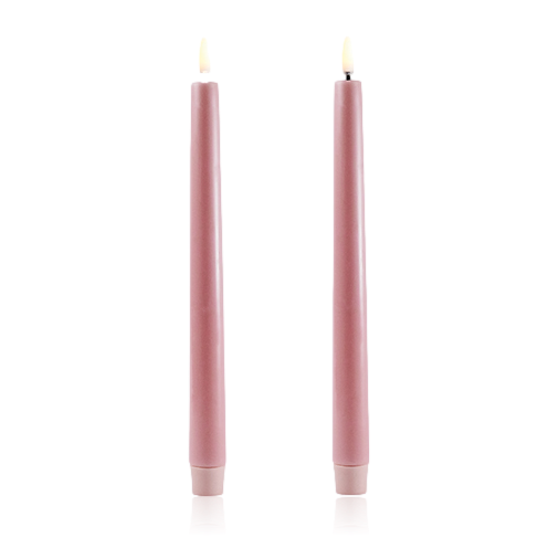 Uyuni Lighting LED Taper Candle 2 Pack 2.3 x 25cm Dusty Rose