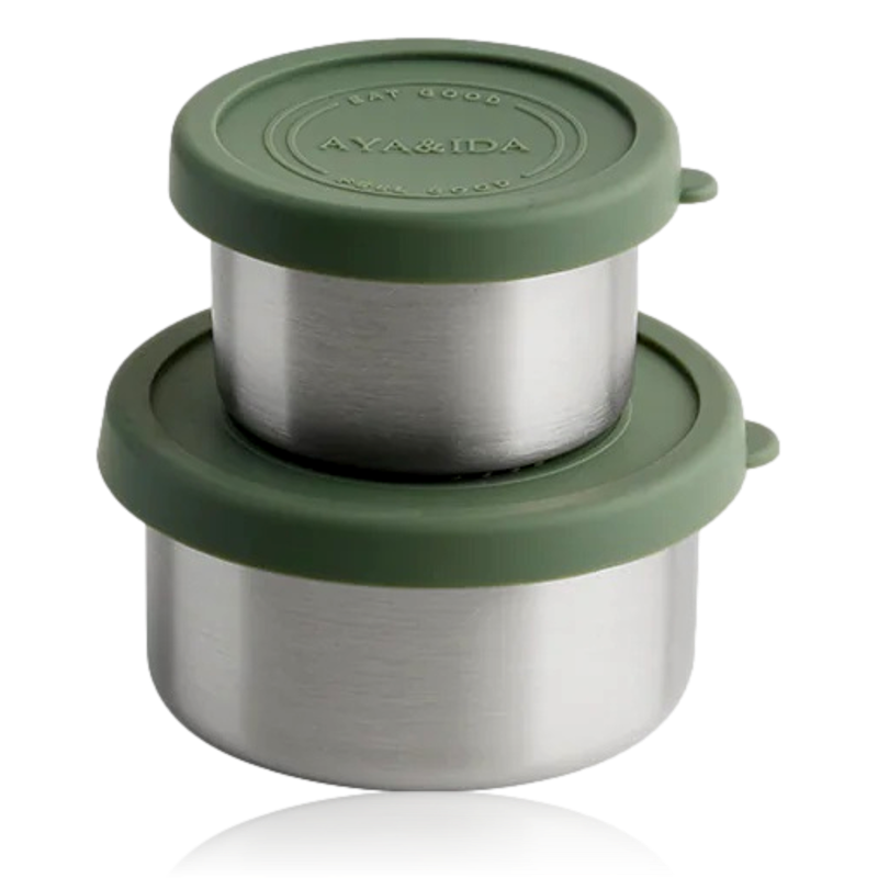 Aya & Ida Set of 2 Snack Containers Tropical Green