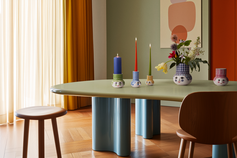 Bjørn Wiinblad Ceramic Olga Block Candle Holder Green