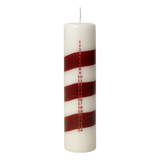 Broste Linea Advent Candle White & Burgundy