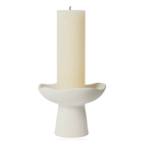 Broste Momo Stoneware Candle Holder Matt White Small