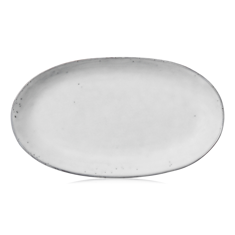 Broste Nordic Sand Stoneware Oval Serving Plate