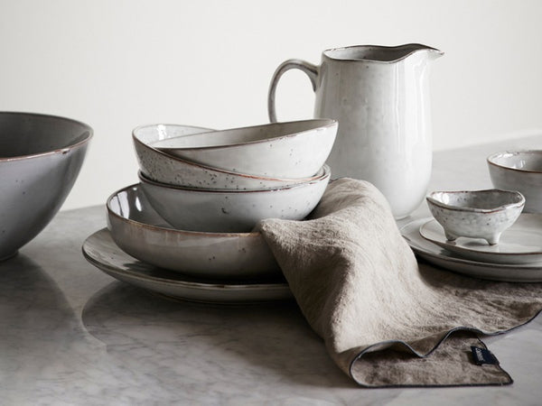 Broste Nordic Sand Stoneware Set of 2 Small Bowls With Feet