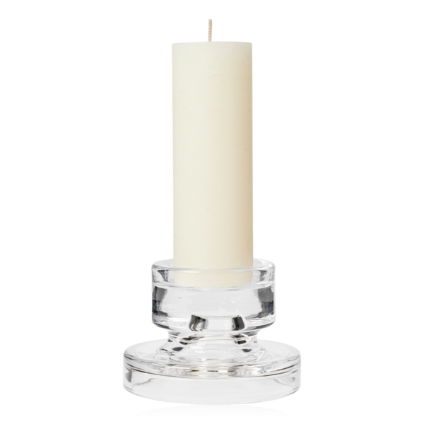 Broste Petra Glass Pillar Candle Holder Small Clear