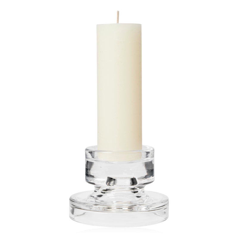 Broste Petra Glass Pillar Candle Holder Small Clear