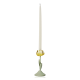 Broste Tulip Candle Holder Yellow & Sage Small